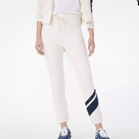 J. Crew  Fleece Jogger Pants Beige Size M Tapered Drawstring - Picture 1 of 11